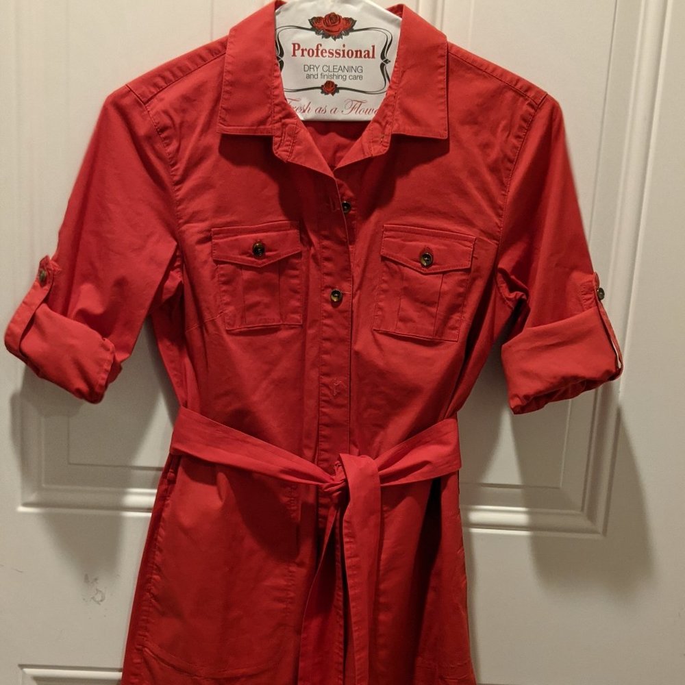Ruby red shirt dress